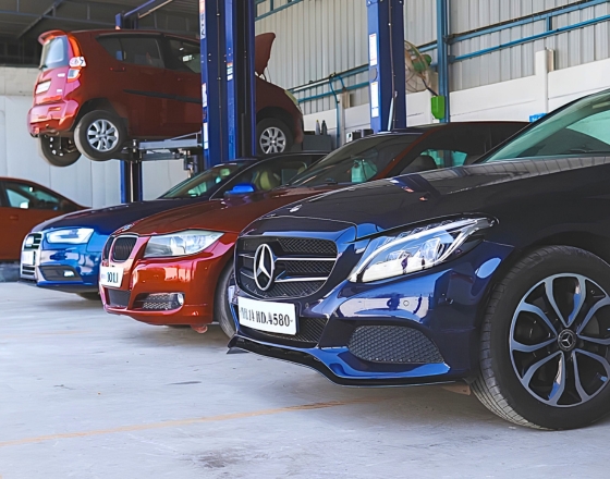 Luxury car receiving premium treatment at Auto Clinic PCMC